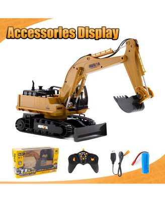1:16 Kids' Play RC Excavators and Bulldozer Vehicles Toys with Metal Shovel/Spray/Lights/Sounds