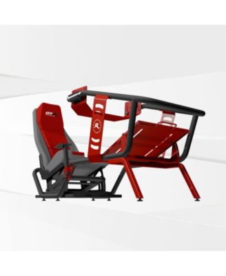 GTA Apex Racing Cockpit, Dual GT/F1 Seating, Heavy-Duty Steel Frame, Adjustable Wheel and Pedal Mounts, Black Frame/Black-Red Seat