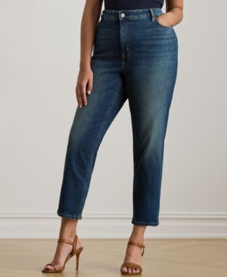Plus Size High-Rise Straight Ankle Jeans