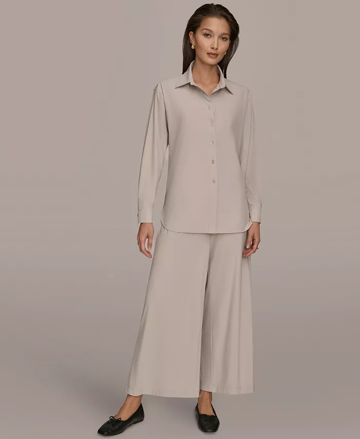 Women's 4-Way Stretch Knit Long Sleeve Button-Front Shirt - thumbnail 2