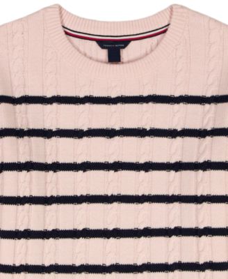 Girls 7-16 Breton Stripe Long-Sleeve Cable Sweater