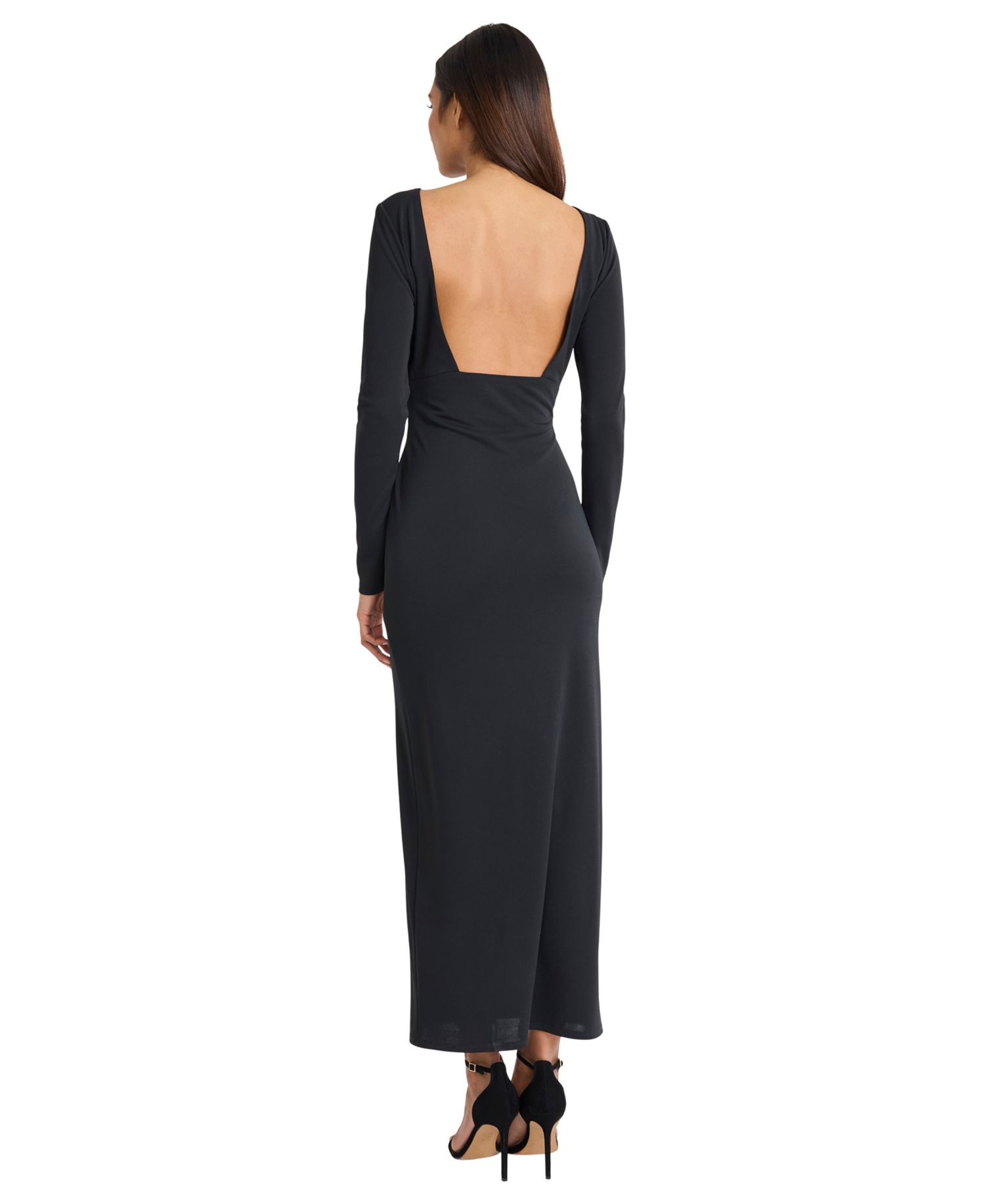 Women's Boat Neck Long-Sleeve Maxi Dress
