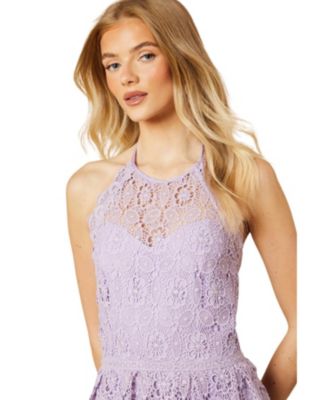 Women's Lace Detail Halterneck Midi Dress