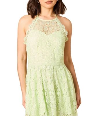 Women's Lace Detail Halterneck Midi Dress