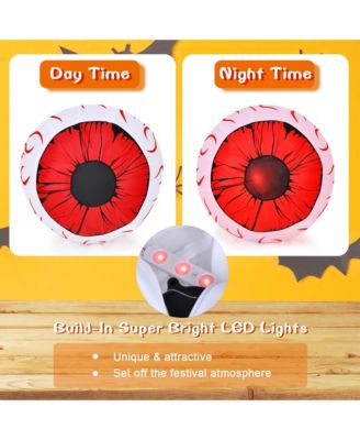 2 Pack 3 FT Halloween Inflatable Eyeballs w/ Air Blower & Red LED Lights