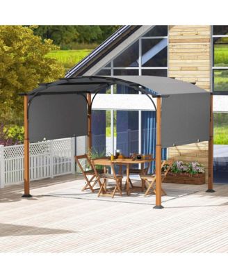 10 x 12 FT Outdoor Retractable Pergola with Retractable Canopy Wood Looking Posts