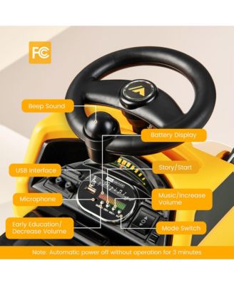 Kids Ride on Excavator Digger Electric Construction Vehicles with Lights & Music