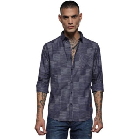 Мужская рубашка Cahoot Campus Sutra Steel Blue Heathered Denim Check, цвет: Синий