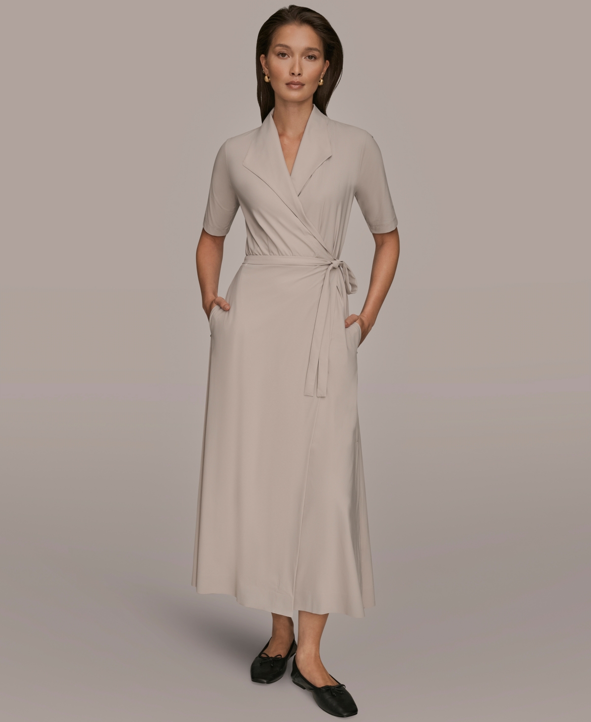 Donna Karan Weekend Women's Elbow-sleeve Collared Polo Dress In Neutral