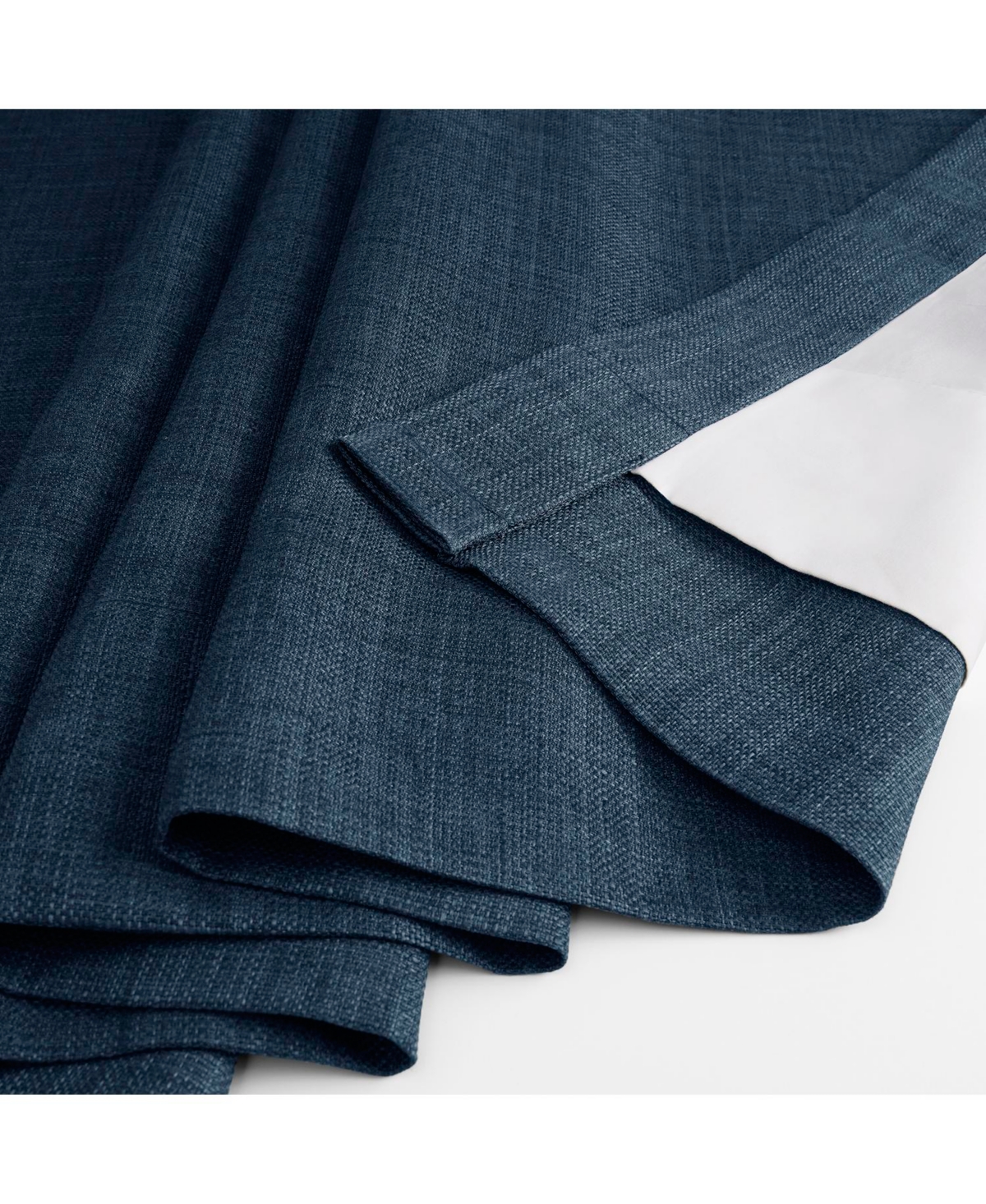 Half Price Drapes Sergeants Blue Italian Faux Linen Room Darkening Curtain