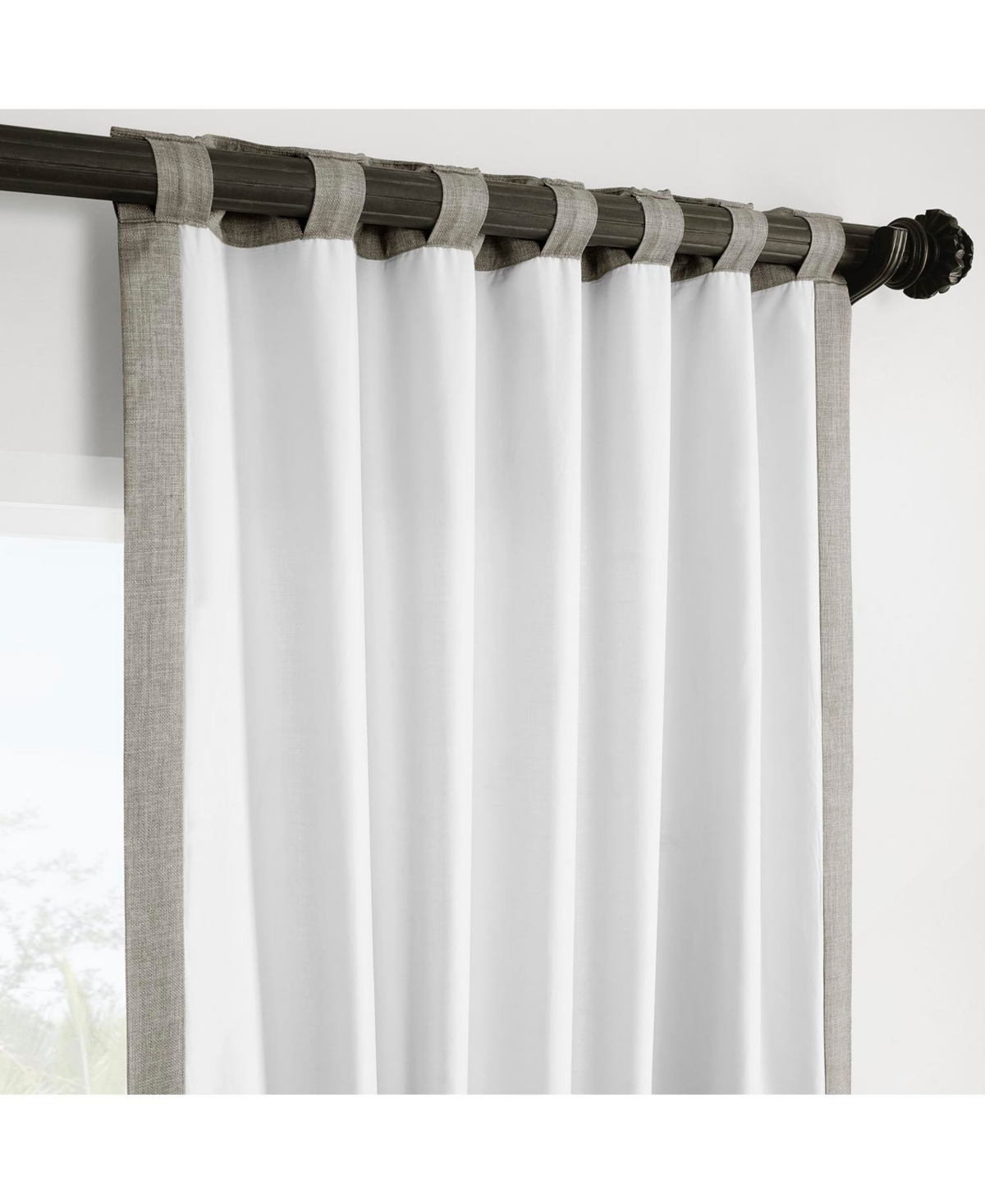 Half Price Drapes Fossil Grey Italian Faux Linen Room Darkening Curtain