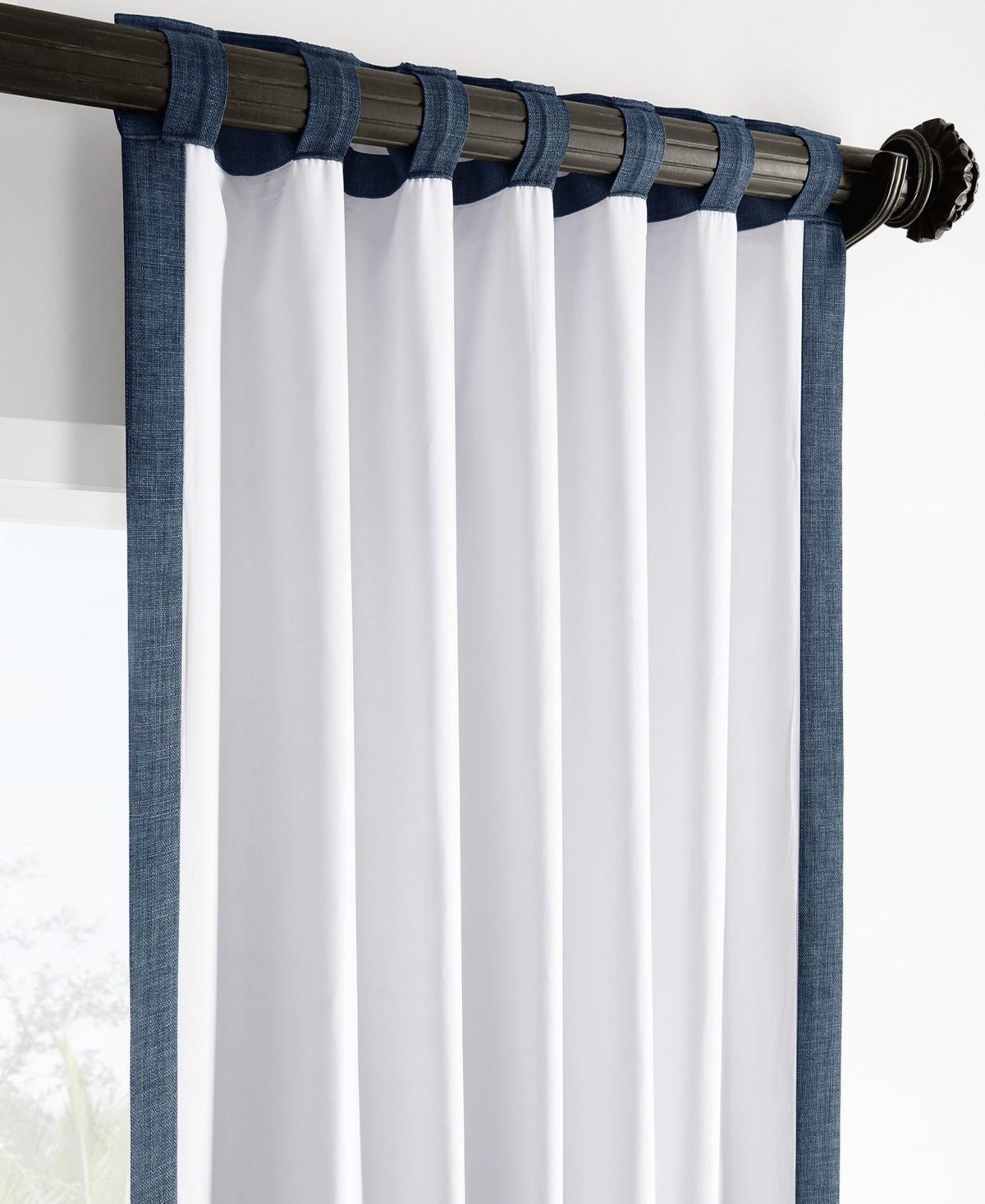Half Price Drapes Sergeants Blue Italian Faux Linen Room Darkening Curtain