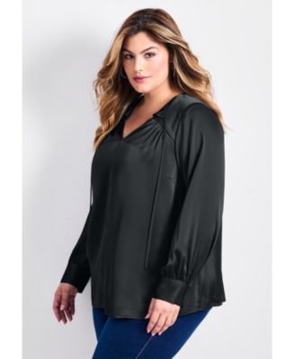 Women's Marlene Tie Front Satin Blouse
