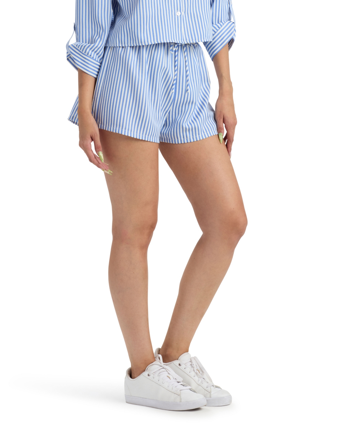 Bcx Juniors' Resort Stripe Pull-on Shorts In Blue