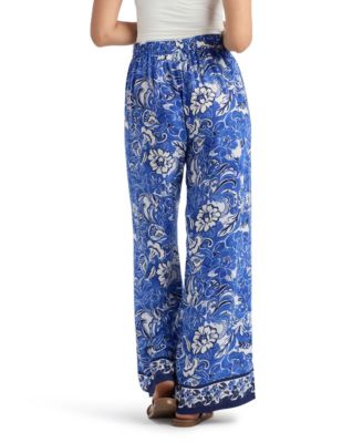 Juniors' Resort Print Wide Leg Pants