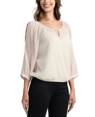Juniors' Studded 3/4-Sleeve Top