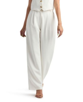 BCX - Women's Twill Pleated Wide Leg Pants