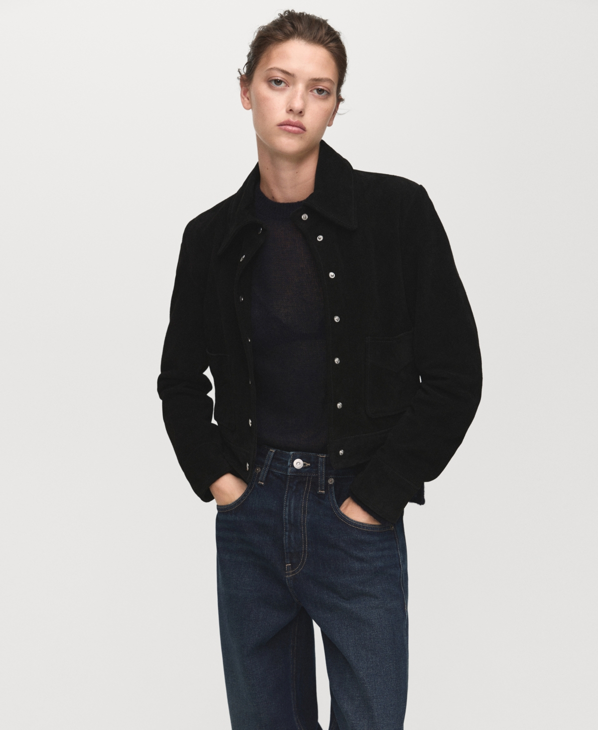 Mango Women's Turn-up Hem Wide Leg Jeans In Blue