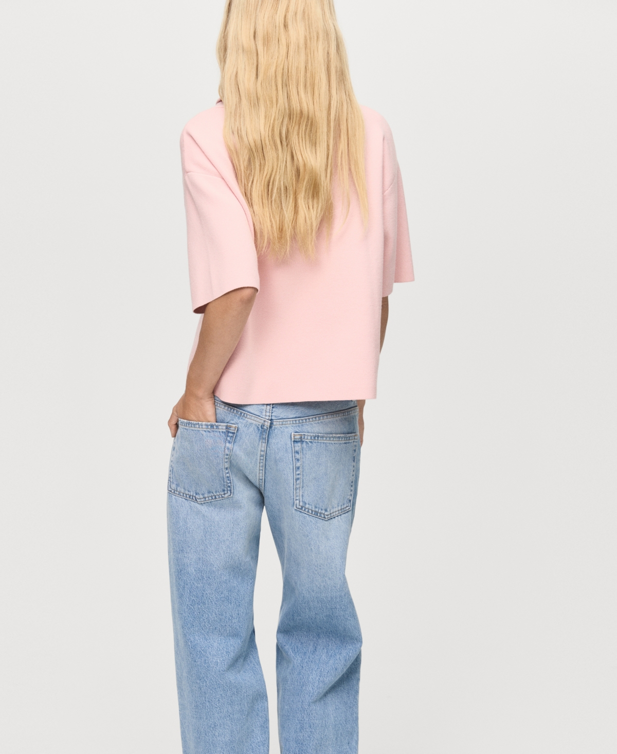 Mango Short Sleeve Turtleneck Sweater In Pink