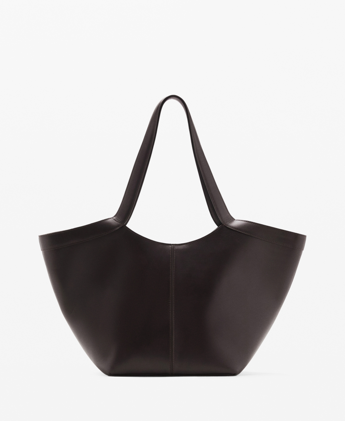 Mango Women's Large Leather Shoulder Bag In Brown