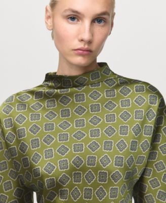 Women's Perkins Collar Satin Printed Dress