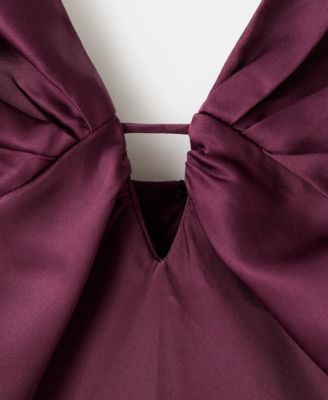 Women's V-Neck Satin Dress