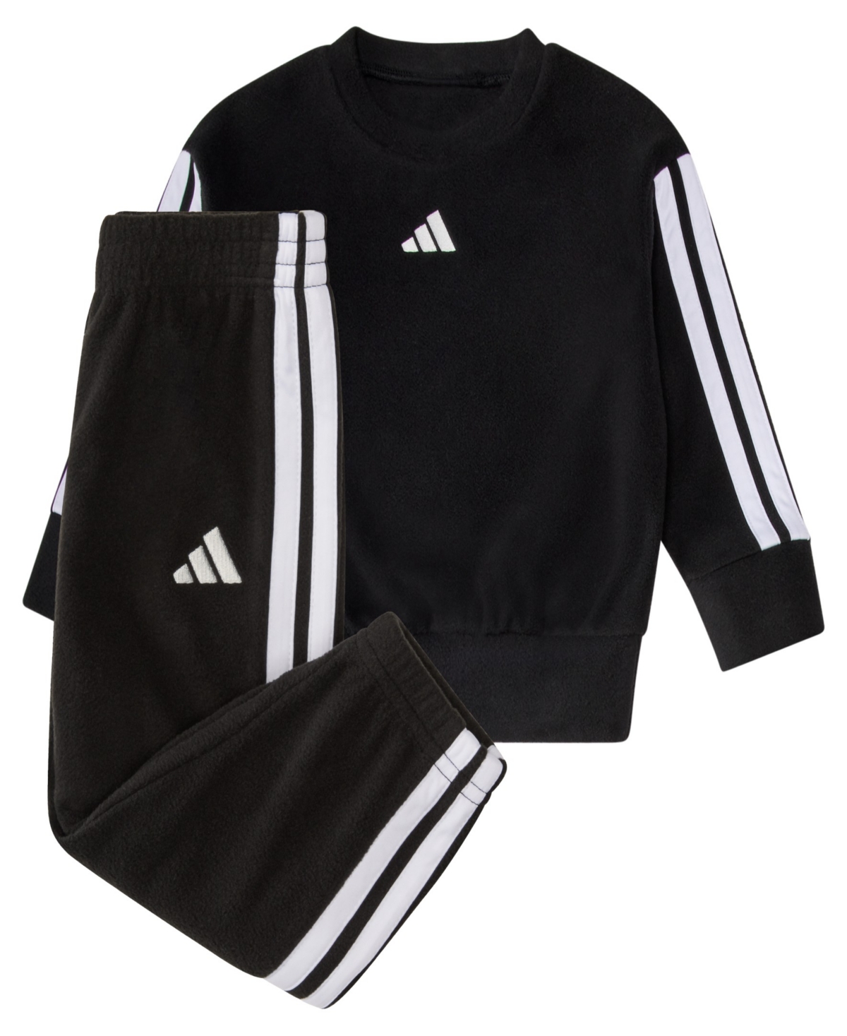 Adidas Originals Baby Boys 2-piece Winterized Pull-on Sweatshirt And Joggers Set In Black
