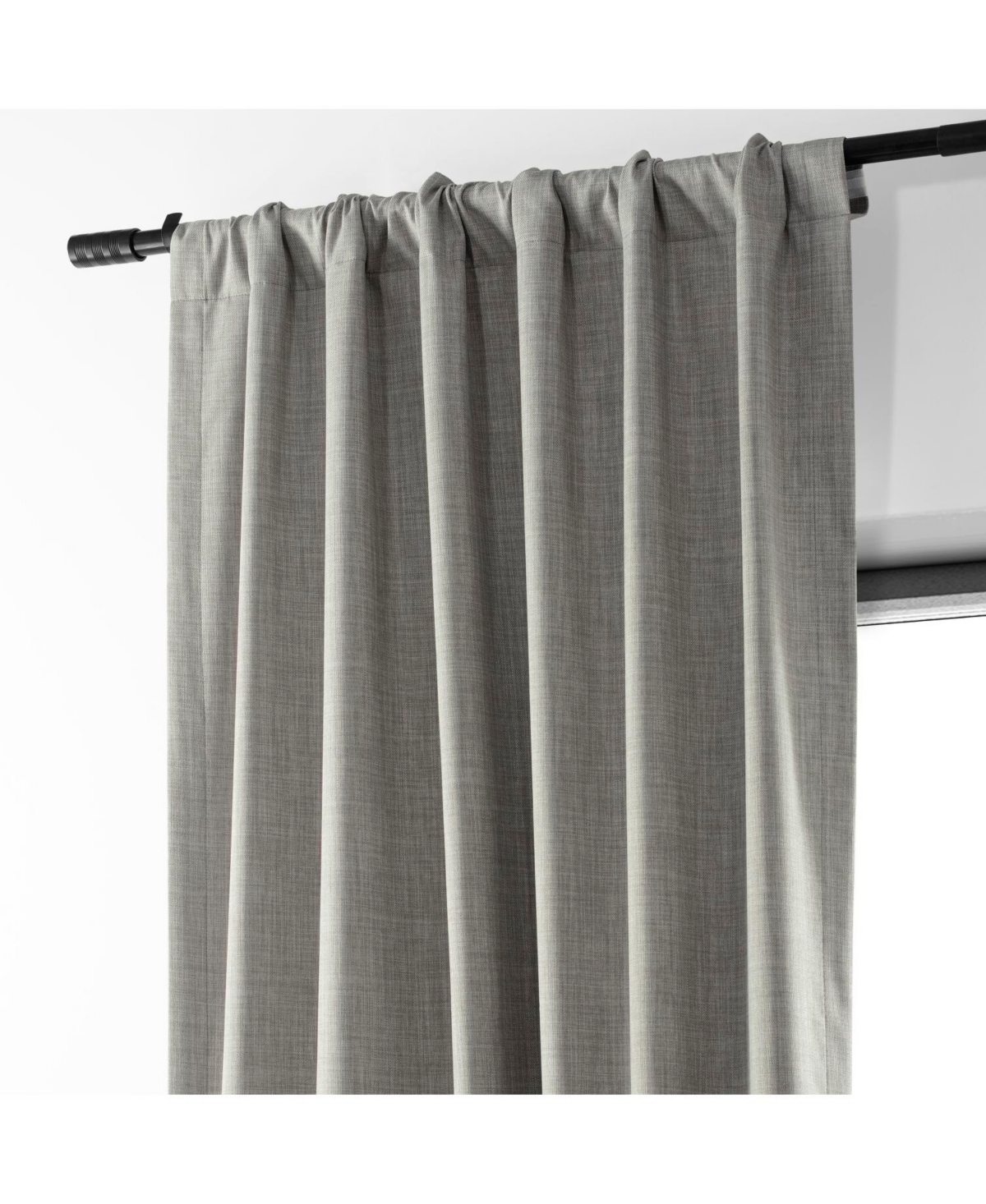 Half Price Drapes Dark Greige Performance Linen Hotel Blackout Curtain