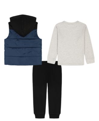 Boys 2T-7 Hooded Vest, T-shirt and Joggers, 3-Piece Set