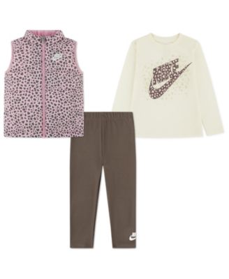 Nike - Girls 2T-6X 3-Piece Wild Warmth T-Shirt, Vest and Pants Set