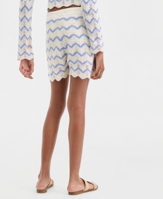 Juniors' Chevron Pointelle Shorts