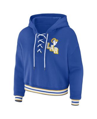 Women's Royal Los Angeles Rams Plus Size Lace-Up Pullover Hoodie