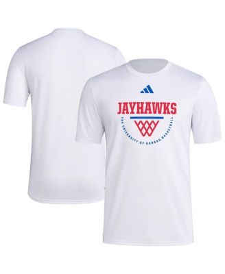 adidas - Men's White Kansas Jayhawks Basketball Practice Net Arch Pregame T-Shirt