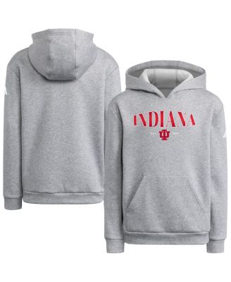 adidas - Big Boys and Girls Heather Gray Indiana Hoosiers Puffed Out Pullover Hoodie