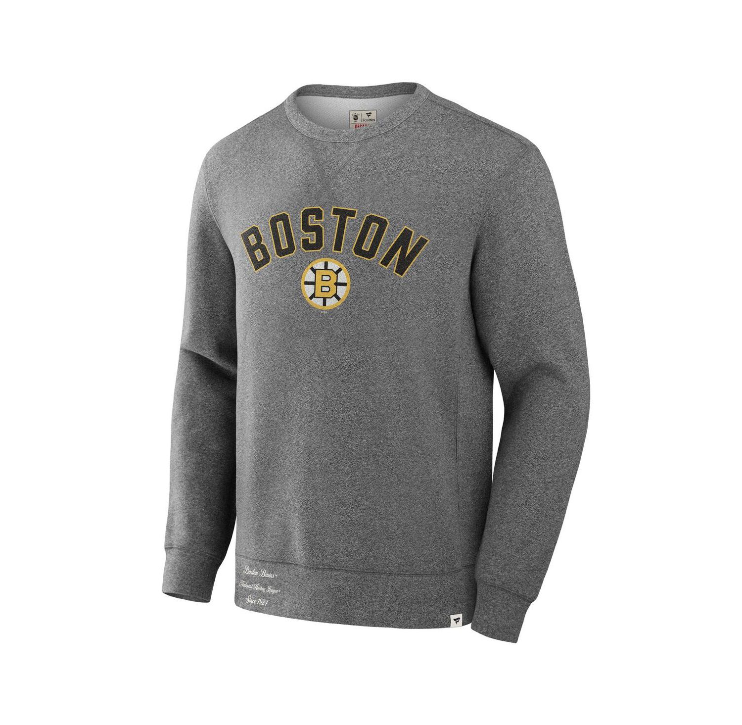 Men's Heather Gray Boston Bruins Decades Collection Legendary Fleece Pullover Sweatshirt