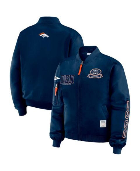 Женские куртки WEAR by Erin Andrews Women's Navy Denver Broncos Patch Full-Zip Bomber Jacket