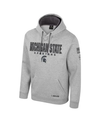 Men's Heather Gray Michigan State Spartans Oorah OHT Military Appreciation Pullover Hoodie