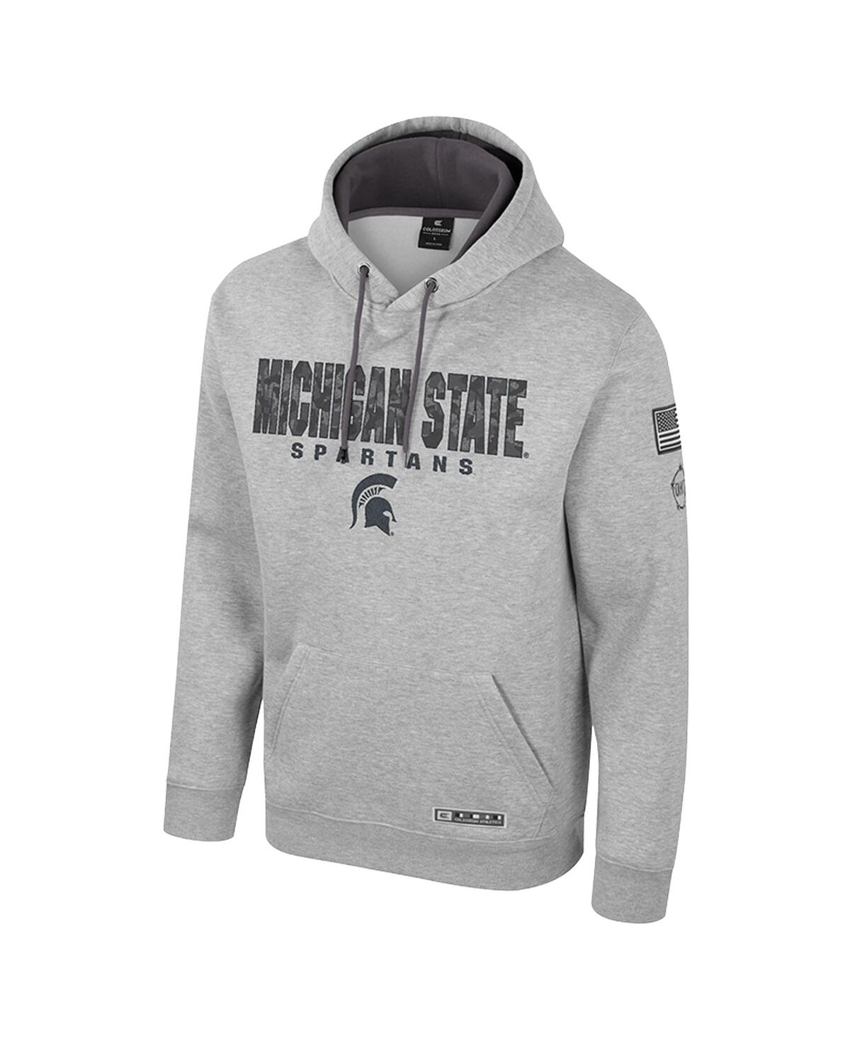 Colosseum Men's Heather Gray Michigan State Spartans Oorah Oht Military Appreciation Pullover Hoodie