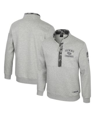 Colosseum - Men's Heather Gray LSU Tigers OORAH OHT Military Appreciation Fleece Quarter-Zip Jacket