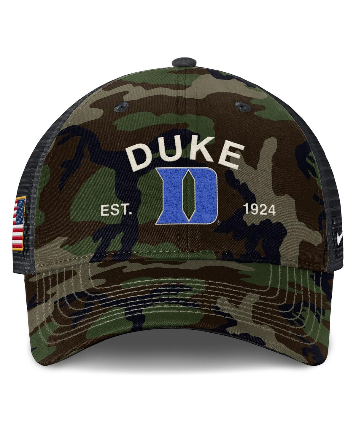 Nike Men's Camo Duke Blue Devils 2025 Military Appreciation Rise Adjustable Trucker Hat