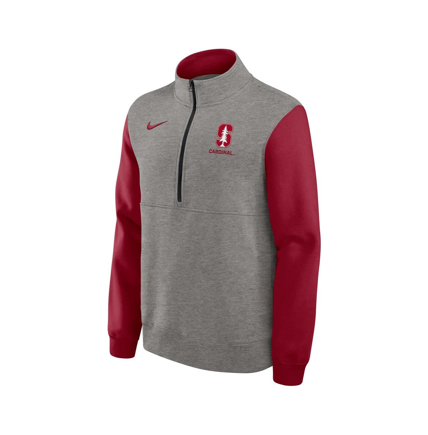 Мужское худи Nike Heather Gray/Cardinal Stanford Cardinal Club Fleece Half-Zip Pullover — фото 2