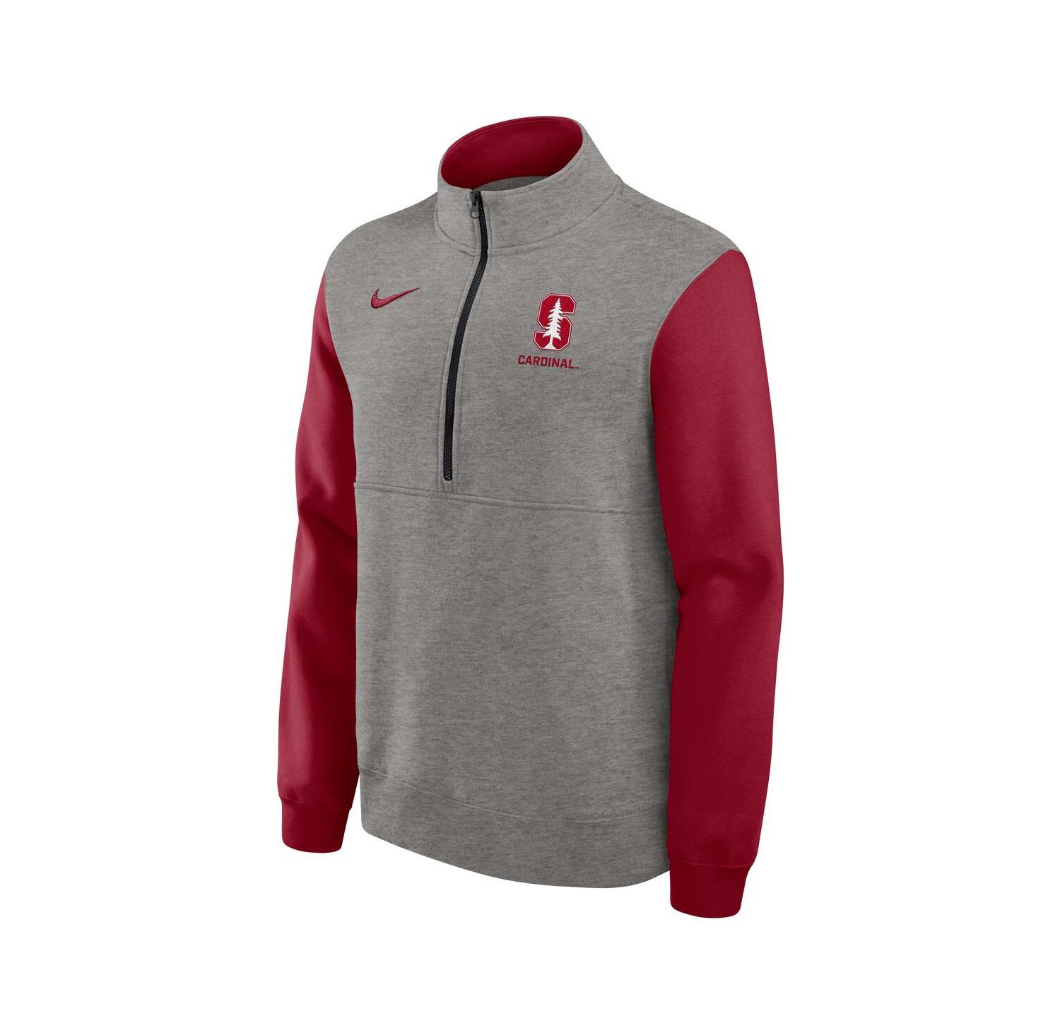 Men's Heather Gray/Cardinal Stanford Cardinal Club Fleece Half-Zip Pullover Hoodie