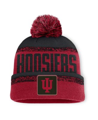 Fanatics - Men's Crimson/Black Indiana Hoosiers Thrive Cuffed Knit Hat with Pom