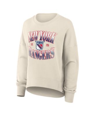Women's Cream New York Rangers Oversized Vintage Slice Pullover Sweatshirt