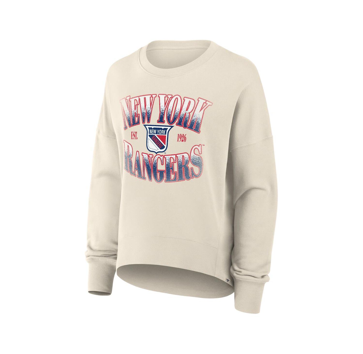 Women's Cream New York Rangers Oversized Vintage Slice Pullover Sweatshirt