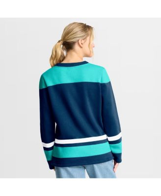 Women's Deep Sea Blue Seattle Kraken Icing Long Sleeve Lace Up Sweatshirt