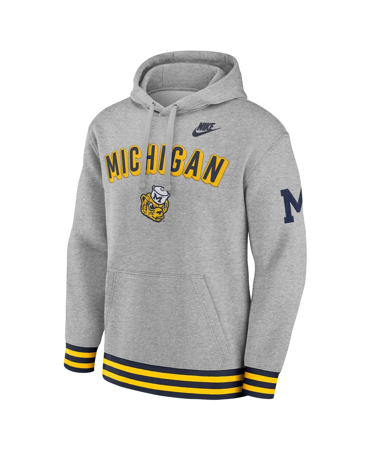 Nike Men's Heather Gray Michigan Wolverines Legacy Retro Pullover Hoodie