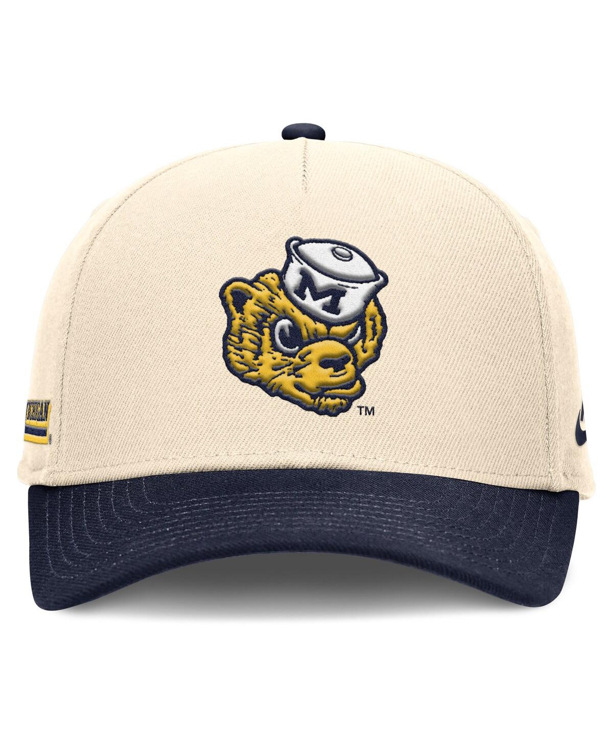 Nike Men's Natural/Navy Michigan Wolverines Academic Rise Dri-fit Adjustable Hat