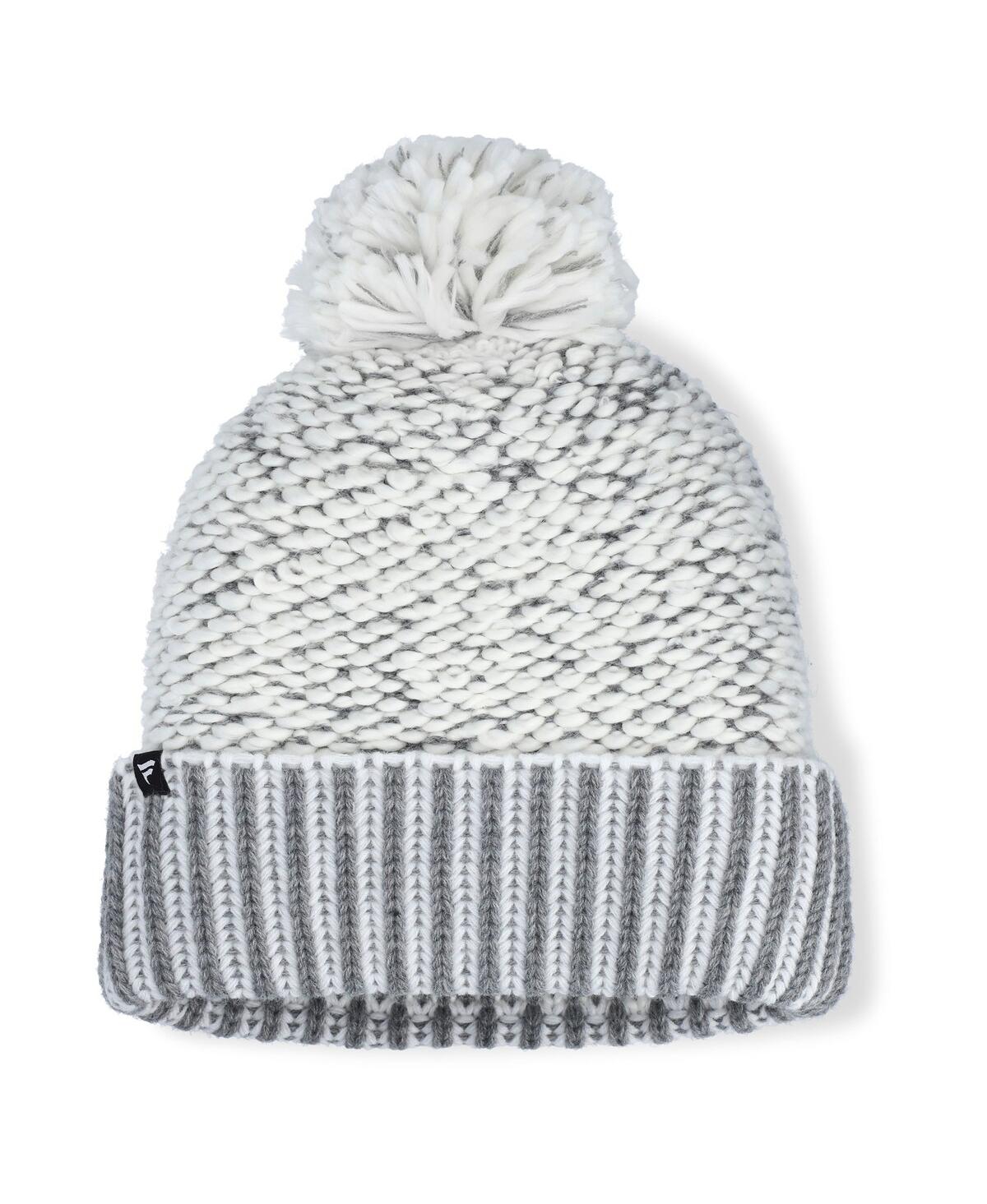 Fanatics Women's White/gray Utah Mammoth Fundamental Mist Cuffed Knit With Pom Hat In Gray
