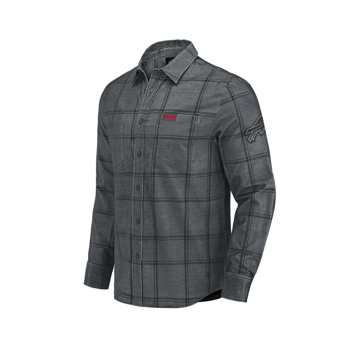 Darius Rucker Collection by Men's Gray Buffalo Bills Micro Corduroy Plaid Button Up Shirt